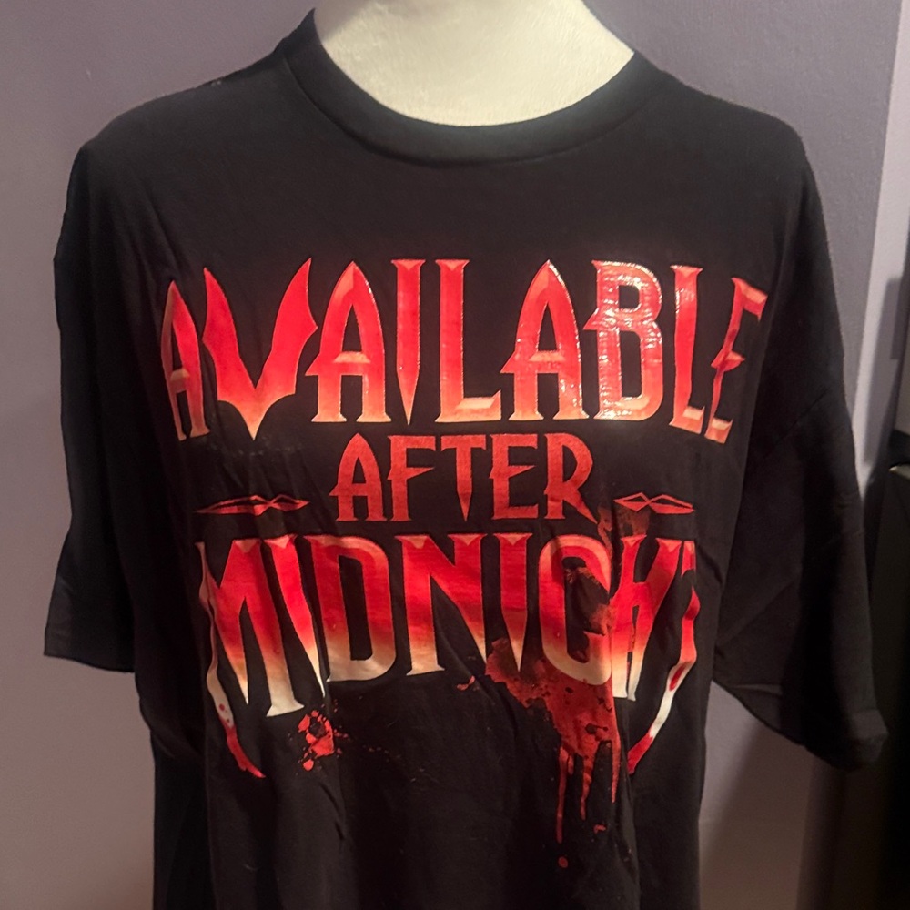 Black Graphic Tee with Red Lettering
